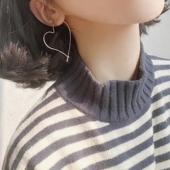 S925纯银韩版 简约镂空爱心耳环时尚 夸张大爱心百搭挂线心形耳配饰