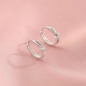 s925纯银高级设计感打结圆圈耳环2022潮耳钉简约学生耳饰气质网红
