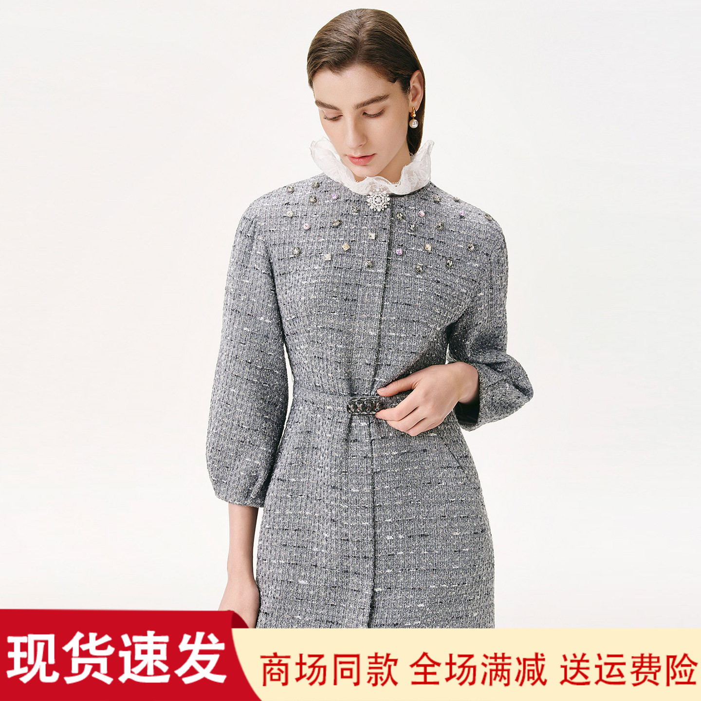 珂家商场同款小香风显瘦连衣裙女