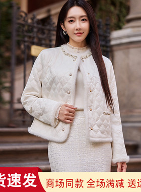 珂莱商场同款25冬季新款气质香风棉服短款外套棉衣女装 KQ00102W0