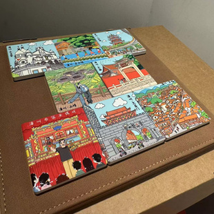 漳州古城土楼陶瓷手绘景点冰箱贴旅游文创纪念品