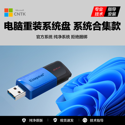金士顿USB3.2系统U盘WIndows10/11/7电脑重装专业纯净版一键安装