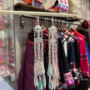 夸张长款流苏耳环少数民族特色耳环民族风耳环彝族耳环佤族耳环