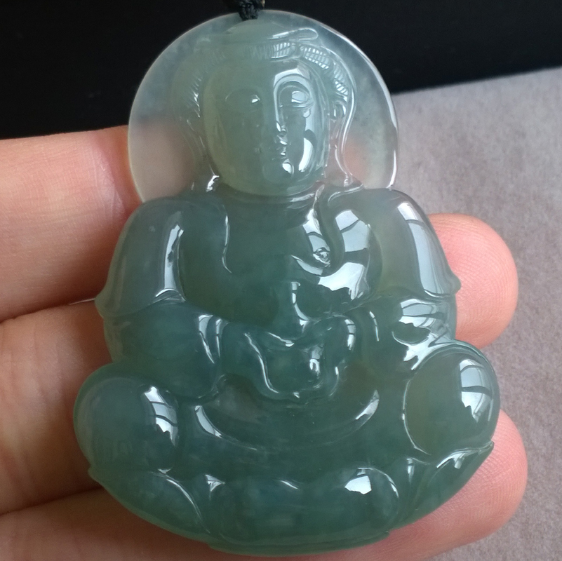 缅甸观音菩萨冰种男款挂件玉吊坠
