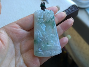 天然缅甸玉a货翡翠吊坠冰糯种飘兰花大势至菩萨  属马的守护神