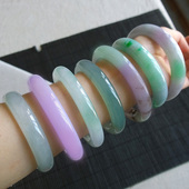 翠清苑天然a货缅甸玉翡翠手镯玉镯冰种飘花紫春阳绿大圈口小圈口