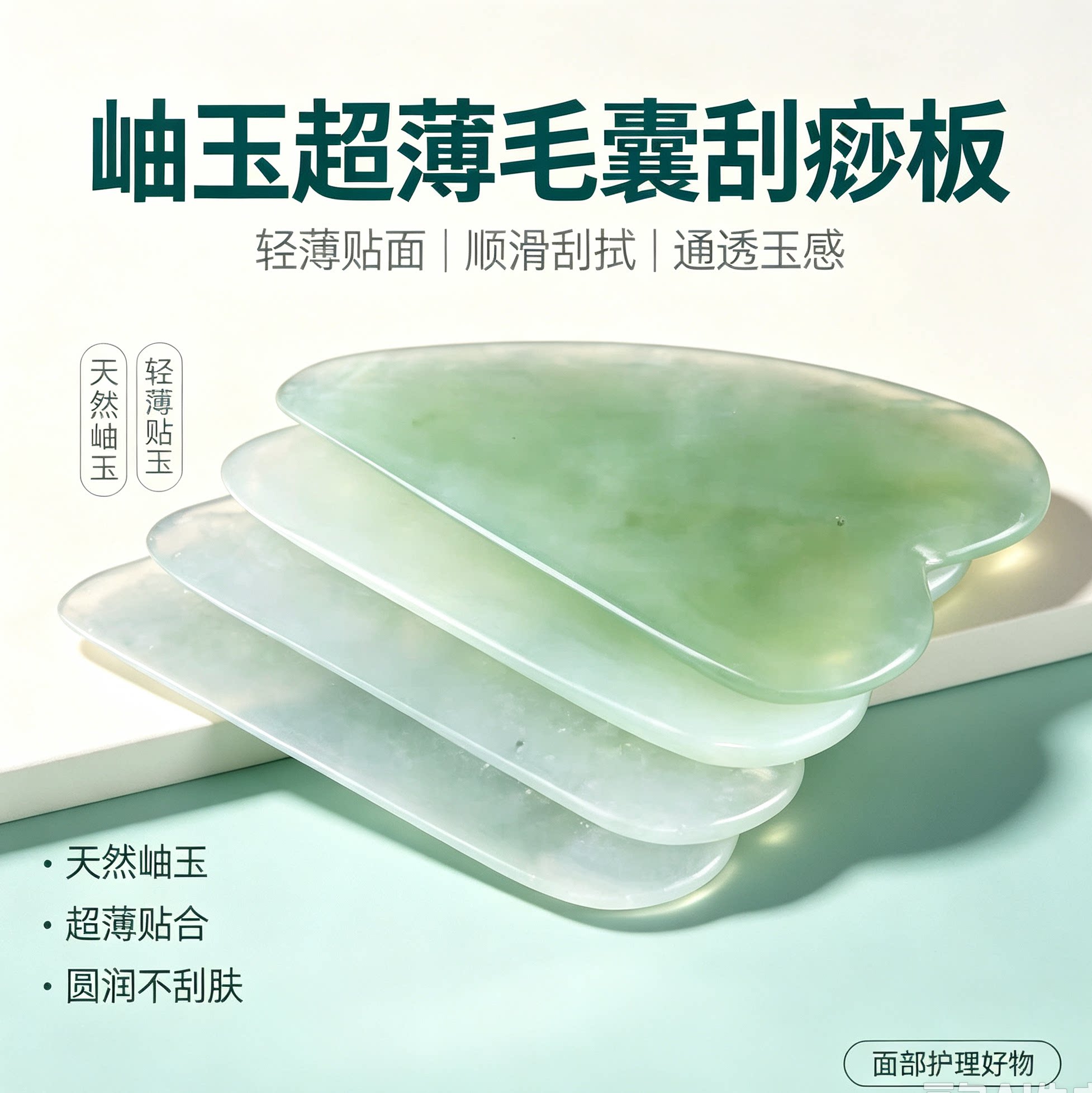 天然玉石刮痧板面部脸部美容刮痧舒缓肌肤美容易出痧锋利毛囊刮板