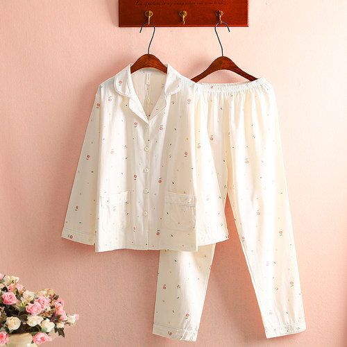 吸汗透气100%全棉斜纹布睡衣长袖