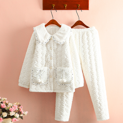 水貂绒仙女风三层加厚夹棉家居服