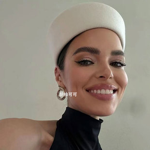 秋冬新款羊毛呢盆帽女高级空姐贝雷帽法式赫本风复古小礼帽药盒帽