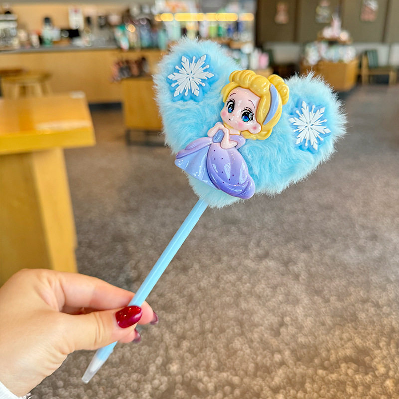 도파민 귀여운 공주 사랑 모피 공 볼펜 창조적 인 달콤한 귀여운 소녀 부드러운 귀여운 애니메이션 색상의 한국어 버전