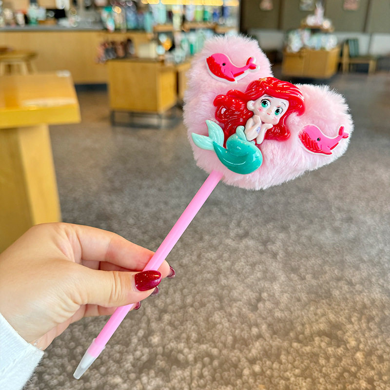 도파민 귀여운 공주 사랑 모피 공 볼펜 창조적 인 달콤한 귀여운 소녀 부드러운 귀여운 애니메이션 색상의 한국어 버전