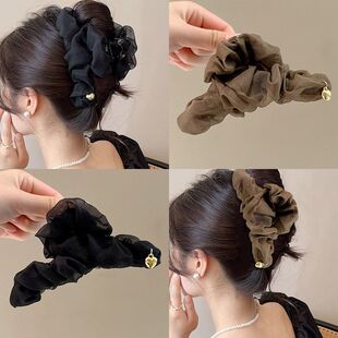 网纱云朵抓夹2025新款大号鲨鱼夹后脑勺盘发发夹头发发卡头饰夹子