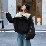 25新款现货151-15109-P305-K458大翻领90羽绒胆绒感皮衣派克服，女装派克服，淑塔可可