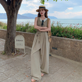 已出货夏季新款无袖休闲连体裤阔腿裤2B203-1632-P160-K258，女装连体裤，淑塔可可