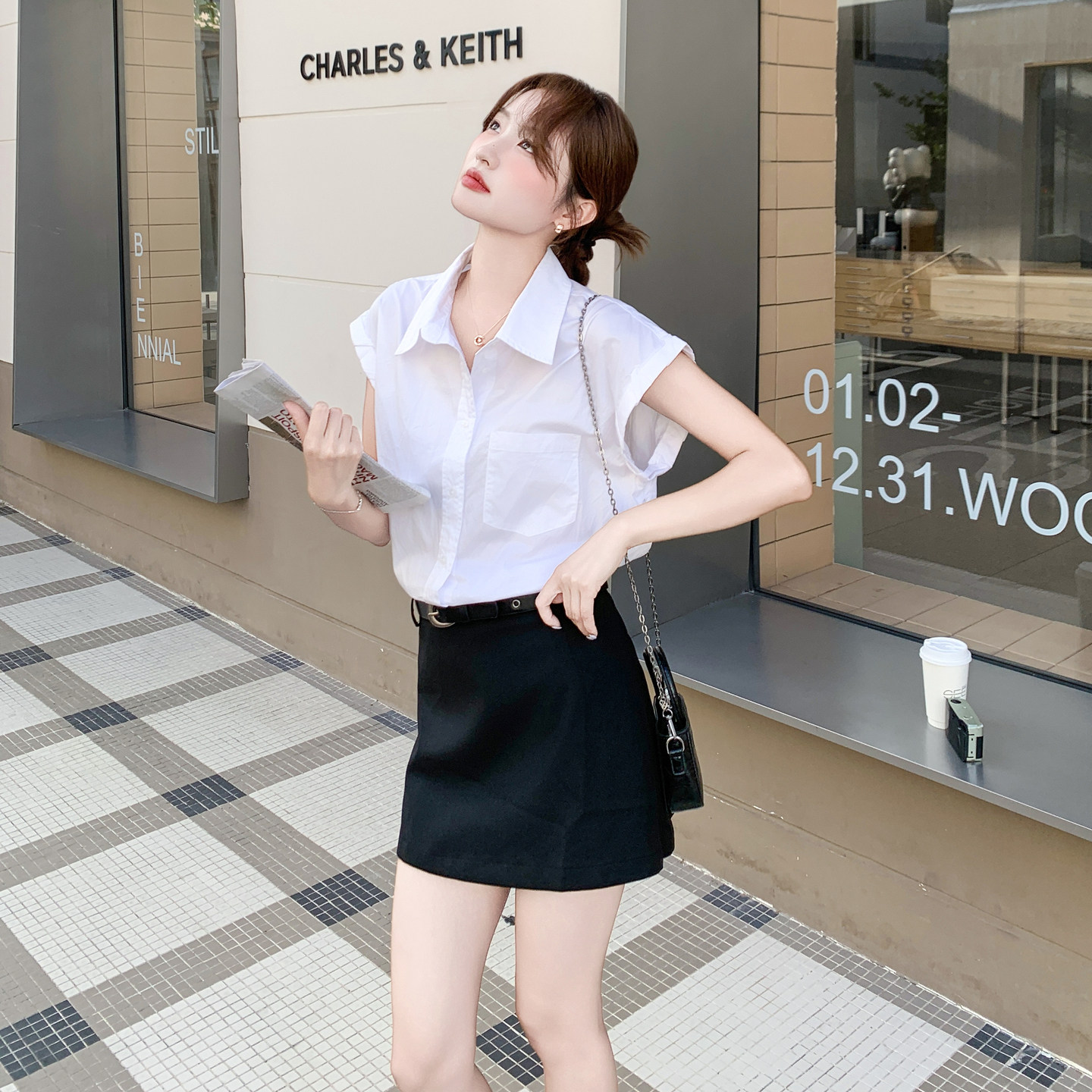 夏季新款假两件撞色拼接连衣裙2B203-1665-P150-K238，女装连衣裙，淑塔可可