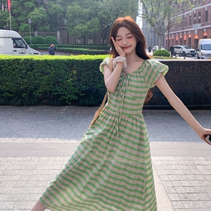 现货，复古格子连衣裙2B203-1535-P120-K188,成熟又不老气穿搭女图片