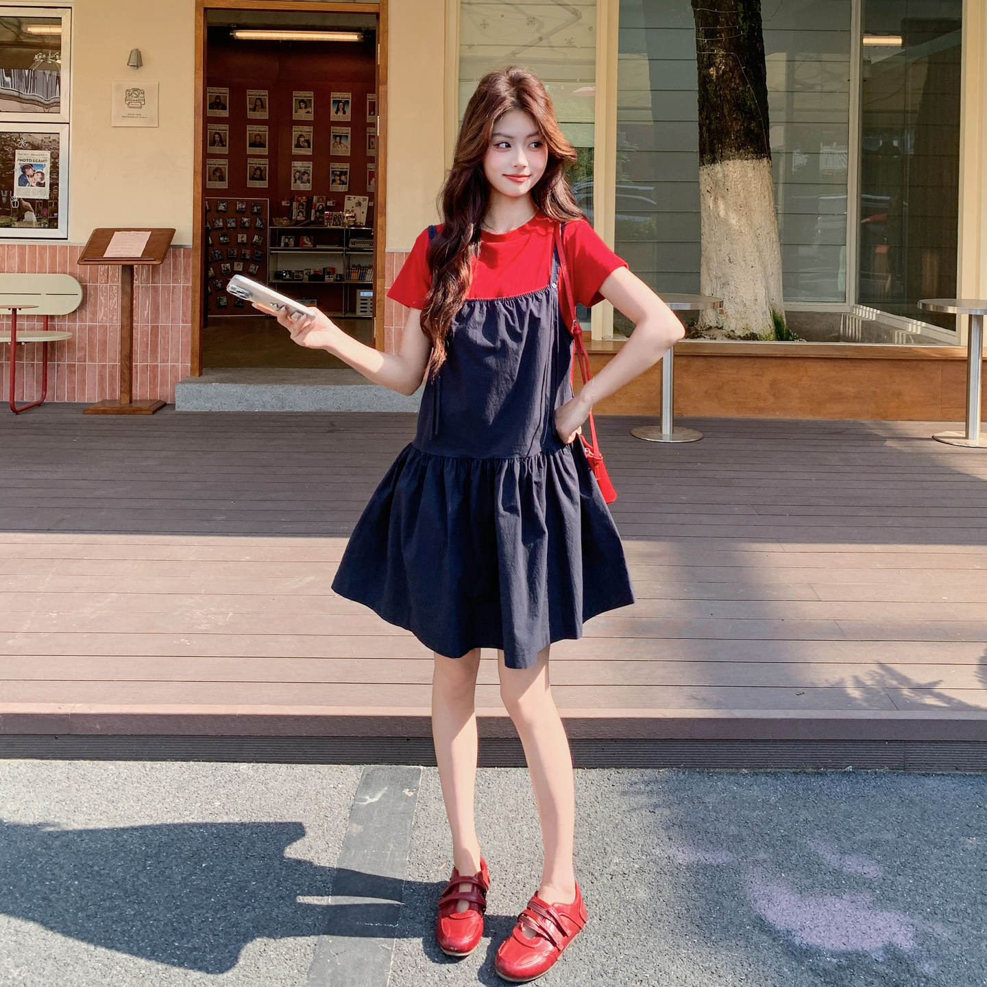 【现货】夏季新款仿牛仔吊带裙+T恤两件套2B203-1650-P150-K238,女装连衣裙,淑塔可可