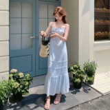 25新款现货，浅蓝格子吊带裙151-1561-P125-K188，商品下架区，淑塔可可