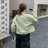 【现货】PU皮衣短外套151-1507-P145-K218，女装皮衣，淑塔可可