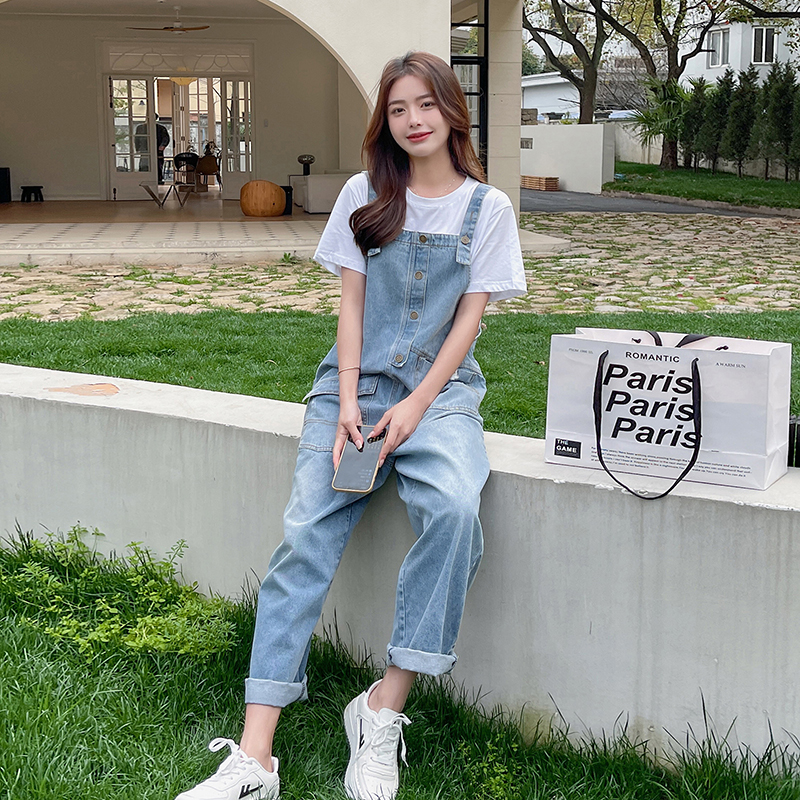 休闲牛仔背带裤女2024夏季新款设计感小众网红减龄显瘦直筒连体裤,女装牛仔裤,淑塔可可 休闲牛仔背带裤女2024夏季新款设计感小众网红减龄显瘦直筒连体裤,女装牛仔裤,淑塔可可