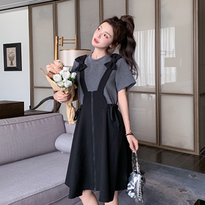 现货、假两件拼接蝴蝶结背带裙2B203-1529-P135-K198图片