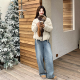 【新款】151-1598-P305-90绒撞色针织领门襟羽绒服，女装羽绒服，淑塔可可