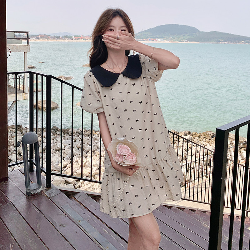 【现货】，蝴蝶结印花连衣裙2B203-6636-P105-K158,女装连衣裙,淑塔可可