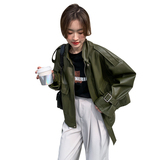美式复古军绿色小皮衣外套女春秋2025新款时尚设计感机车服夹克，女装皮衣，淑塔可可