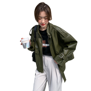 现货新增黑色，2022宽松立领PU皮衣151-212-P135-K188图片