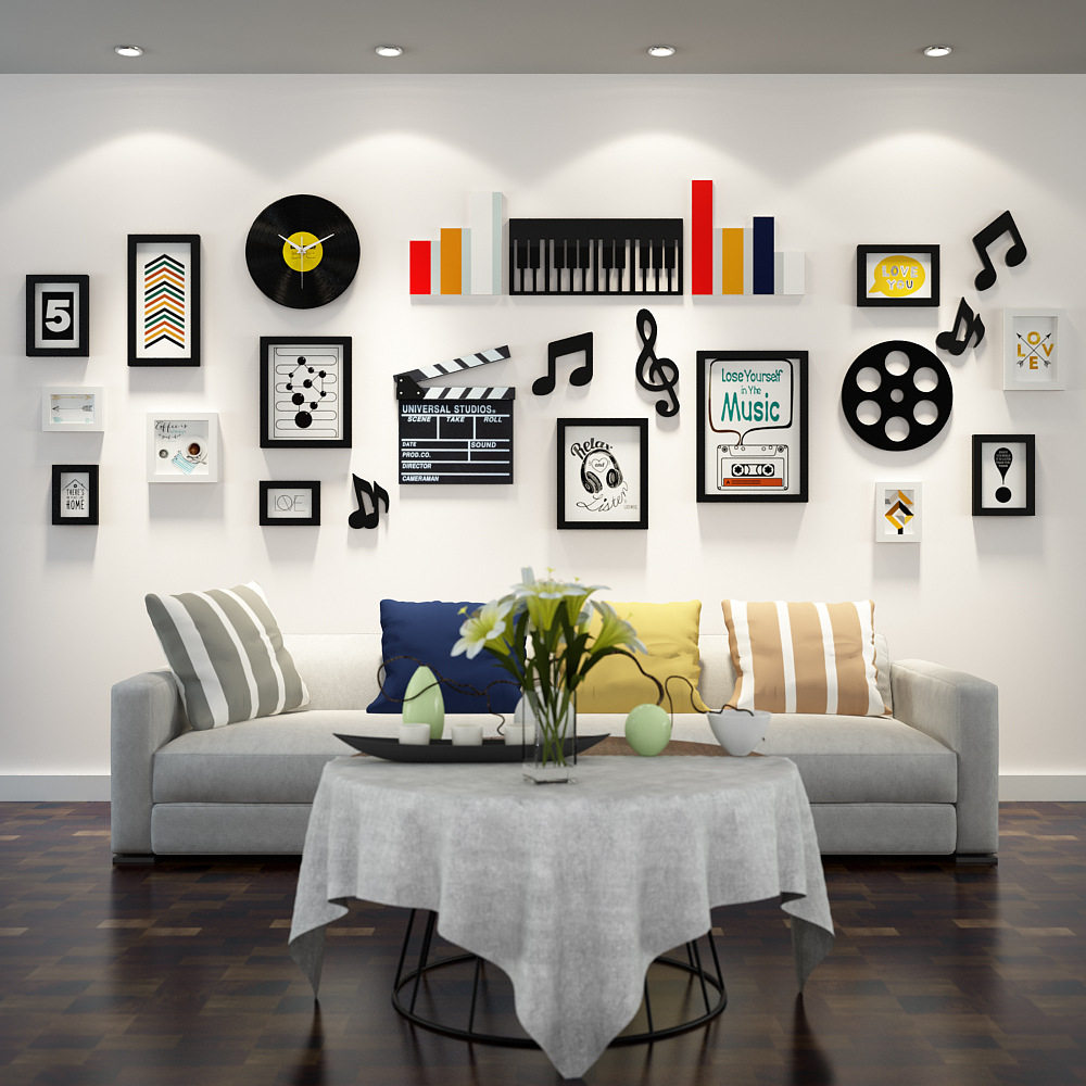 网红直播装饰背景音符墙贴琴行舞蹈音乐教室照片墙现代客厅挂画