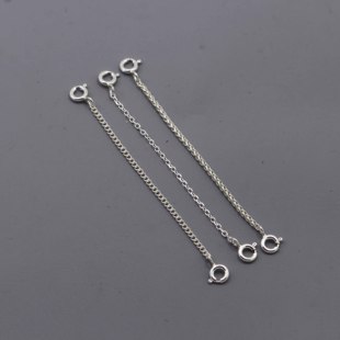 925银链子可调节延长链 宽1.5mm圆肖邦太角侧身手链脚链加长链条
