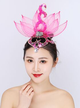 新款大气网红舞蹈头饰演出头花女开场舞现代舞中国风表演头花成人
