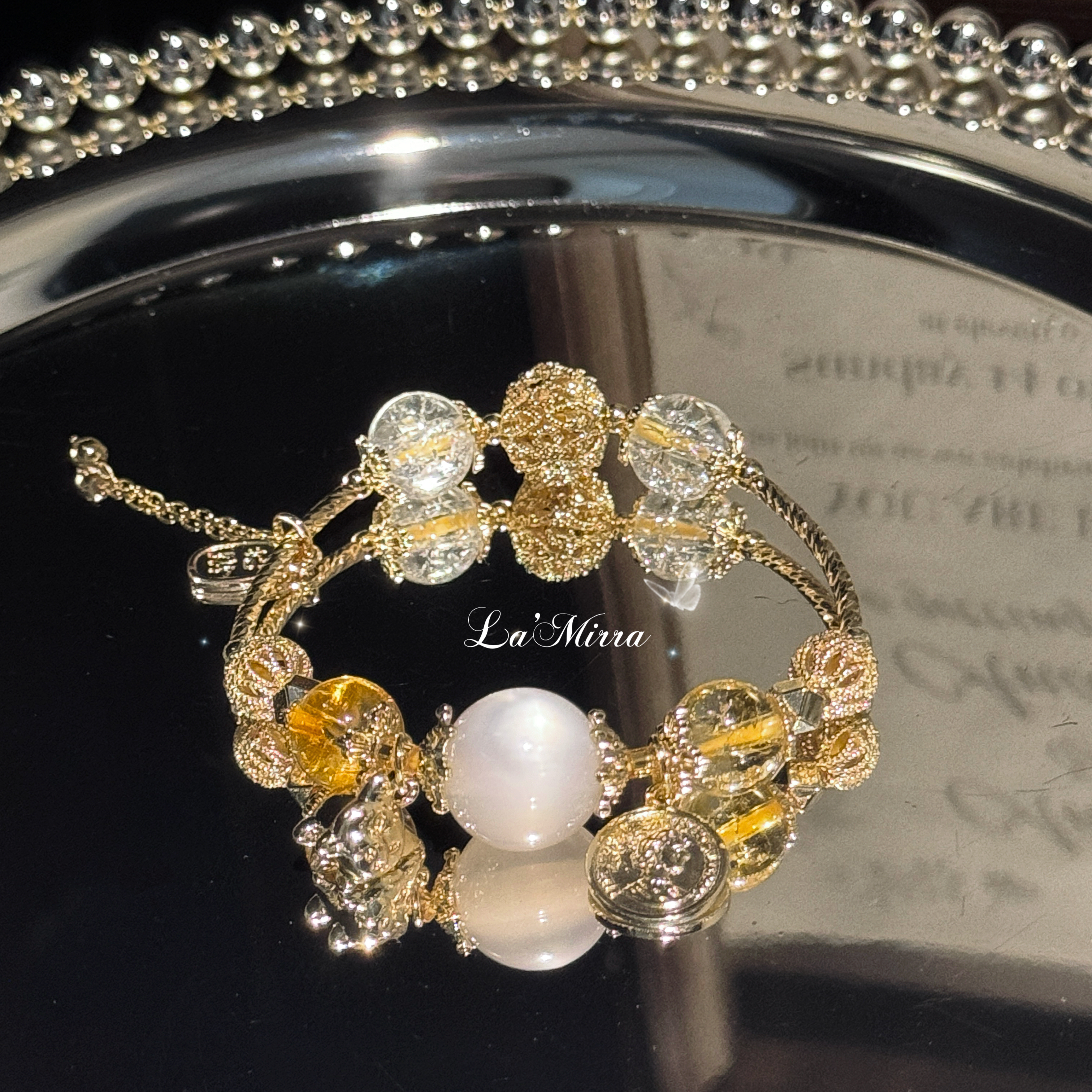 祈福招财金猪转运月光石14k手串