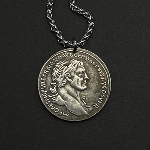 罗马人的故事银币镀银五贤帝皇帝图拉真人像圆牌硬币项链古币吊坠