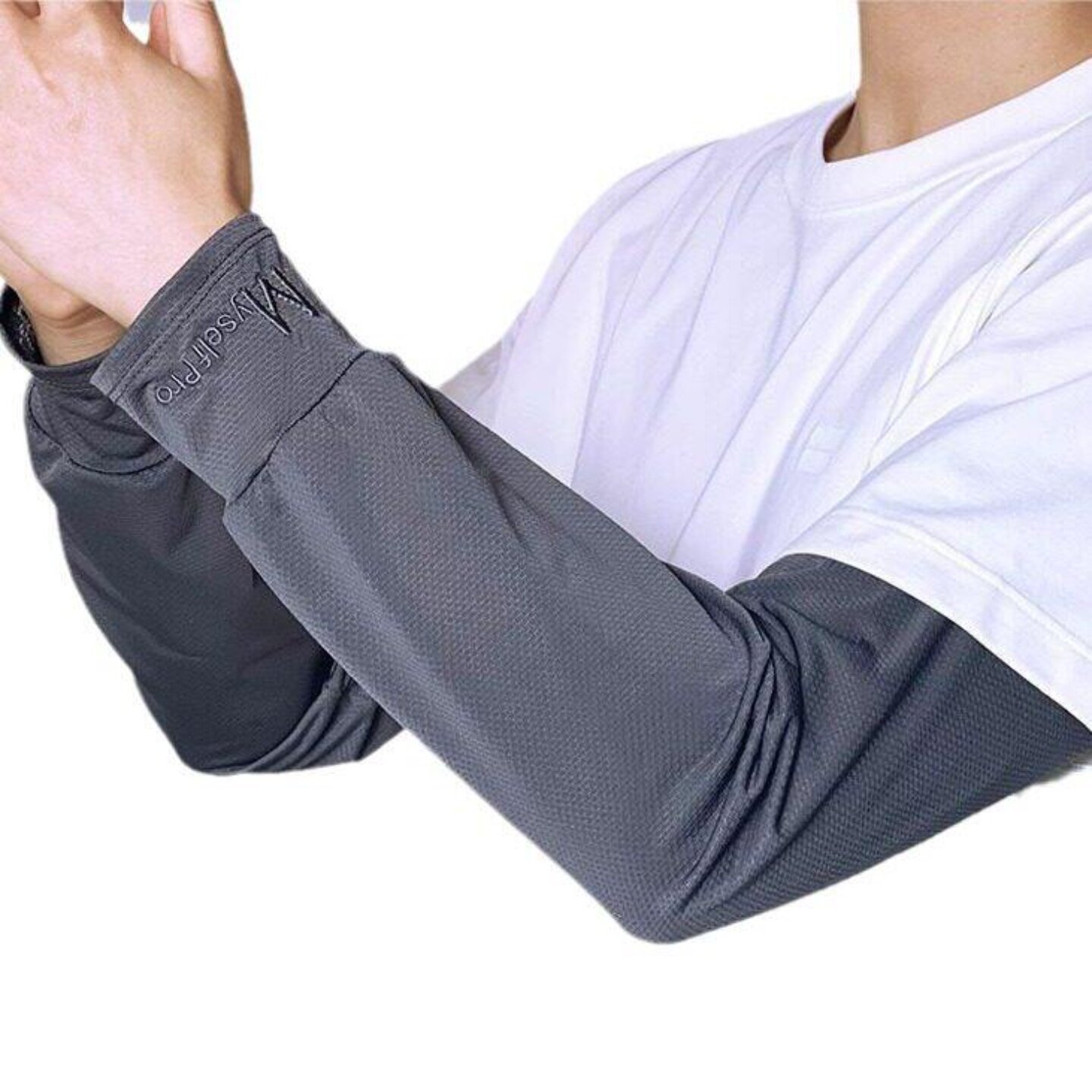 冰袖男士防晒护袖加大宽松冰丝袖套夏季骑行钓鱼工作手臂套手套