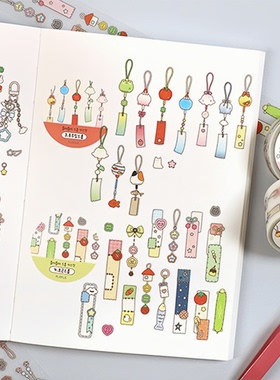 韩国pleple可爱百搭细闪透明咕卡贴纸边框风铃生活素材装饰手帐贴