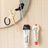 韩国brunch 悬挂收纳牙具架子 brother可爱猫咪情侣牙膏架3M粘贴式