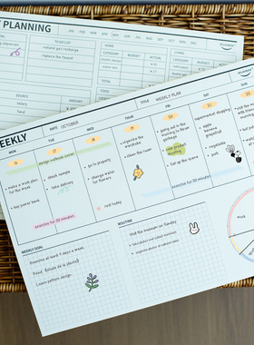 iplaybox黑白月周日计划B5可撕便签本拍纸本纠错学习阅读计划本