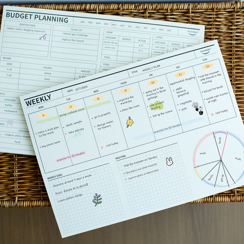 iplaybox黑白月周日计划B5可撕便签本拍纸本纠错学习阅读计划本