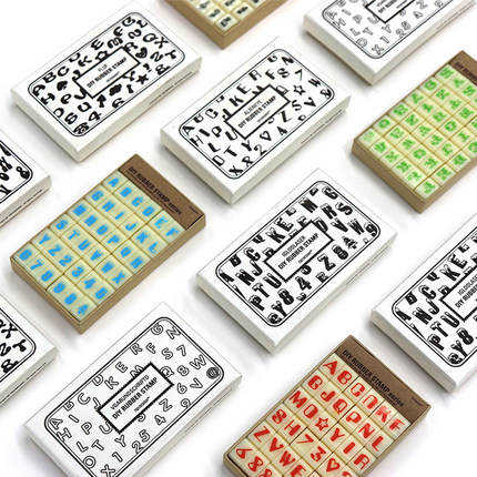 韩国7321创意diy印章组合手账素材装饰花体英文字母数字图章套装