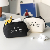 韩国ROMANE可爱猫咪卡通ins风化妆包大开口立体收纳包数码 杂物包