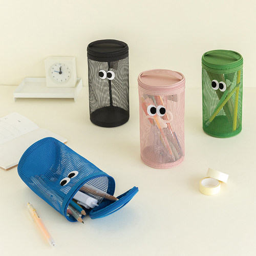 韩国Livework可爱大眼睛网眼笔袋大容量学生文具收纳包化妆洗漱包 - 封面