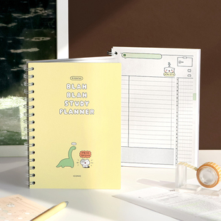 韩国iconic可爱卡通线圈本4个月学习计划本课程规划打卡万年历本