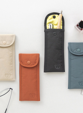 韩国Romane搭扣防水便携笔袋男女简约纯色系文具铅笔盒柔软收纳包