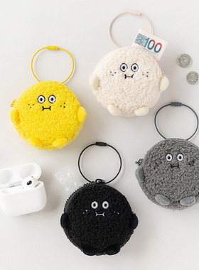 韩国romane可爱毛绒胖胖拉链零钱包挂件口红唇膏无线耳机盒收纳包