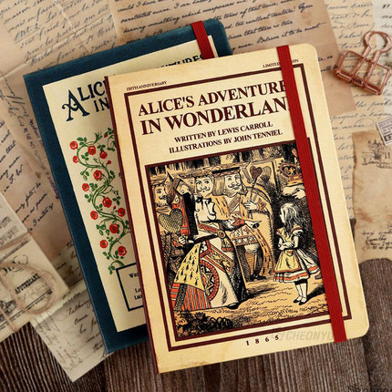 7321复古爱丽丝万年历手帐周计划日程本记事本硬面绑带手账本子