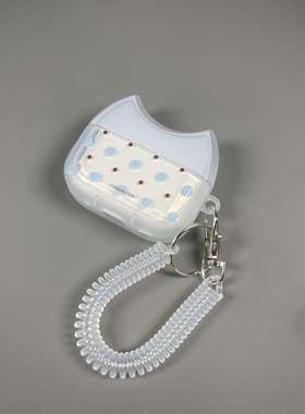 ins简约蓝色波点适用airpods4保护套苹果airpodspro2耳机壳airpods3代无线蓝牙5代