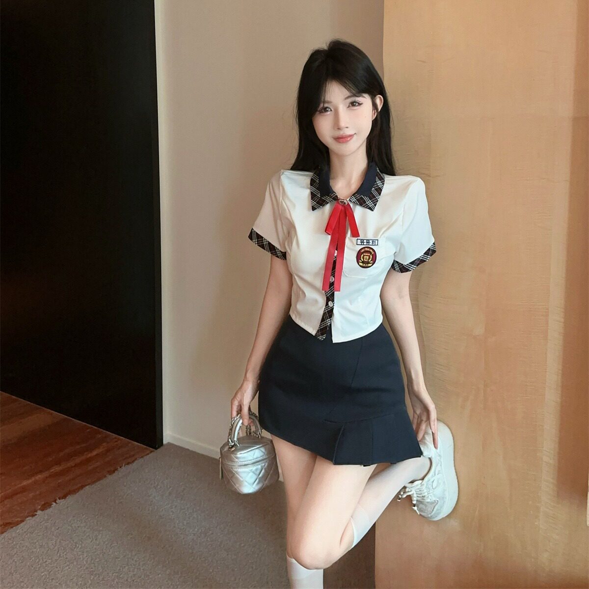 拼色衬衫学院风jk制服白衬衣上衣