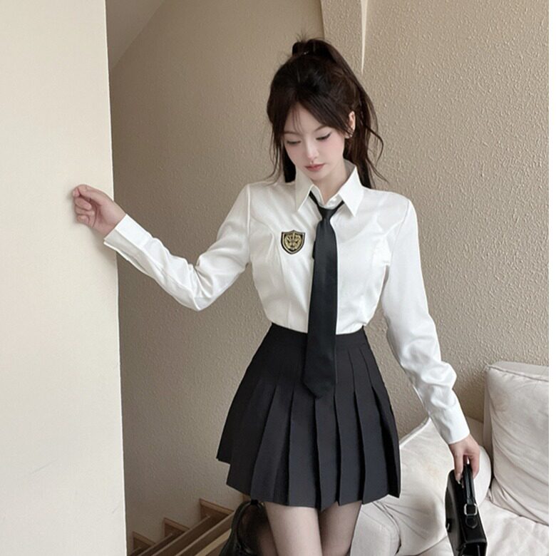 学院风jk制服衬衫长袖白色衬衣